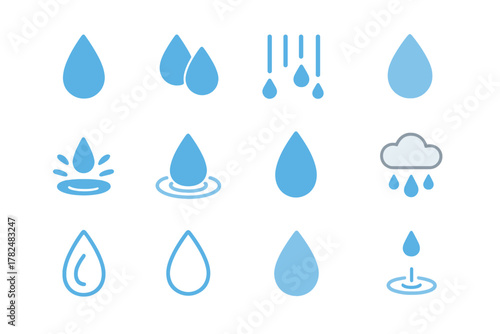 Water Droplet Icons Collection in Blue