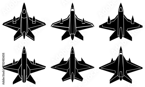 Silhouette Fighter Jets Group