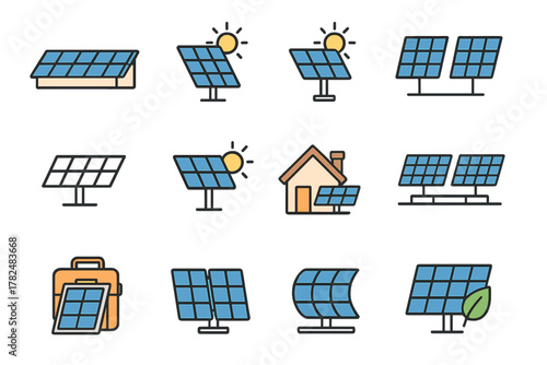 Solar Panel Icons Set