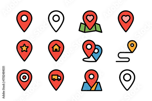 Free Download Location Pin Icon Set in Grid Arrangement - GFXLoad