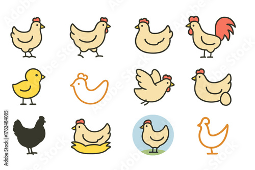 Chicken Icons Set