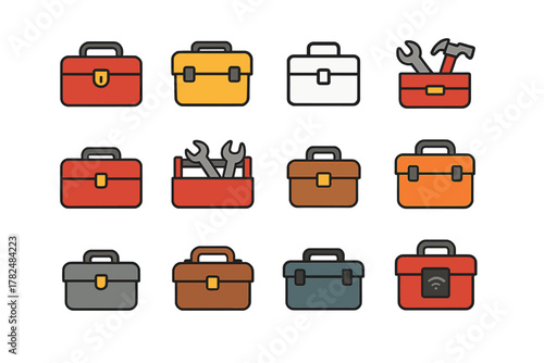 Tool and Briefcase Icons Set