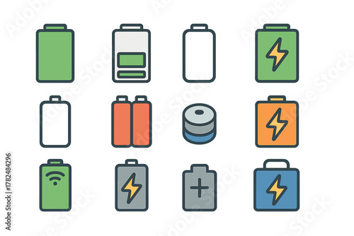 battery icons set