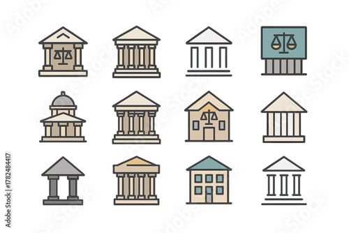 Building Set with Legal and Governmental Icons