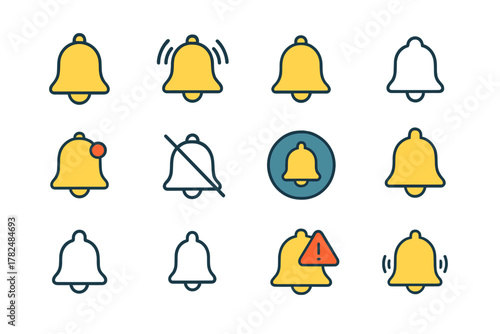 Bell Icons Set on White Background
