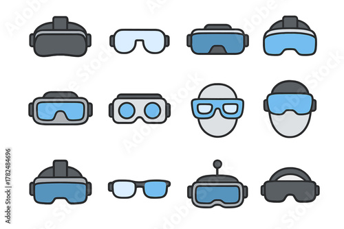VR and AR Headsets and Goggles Set