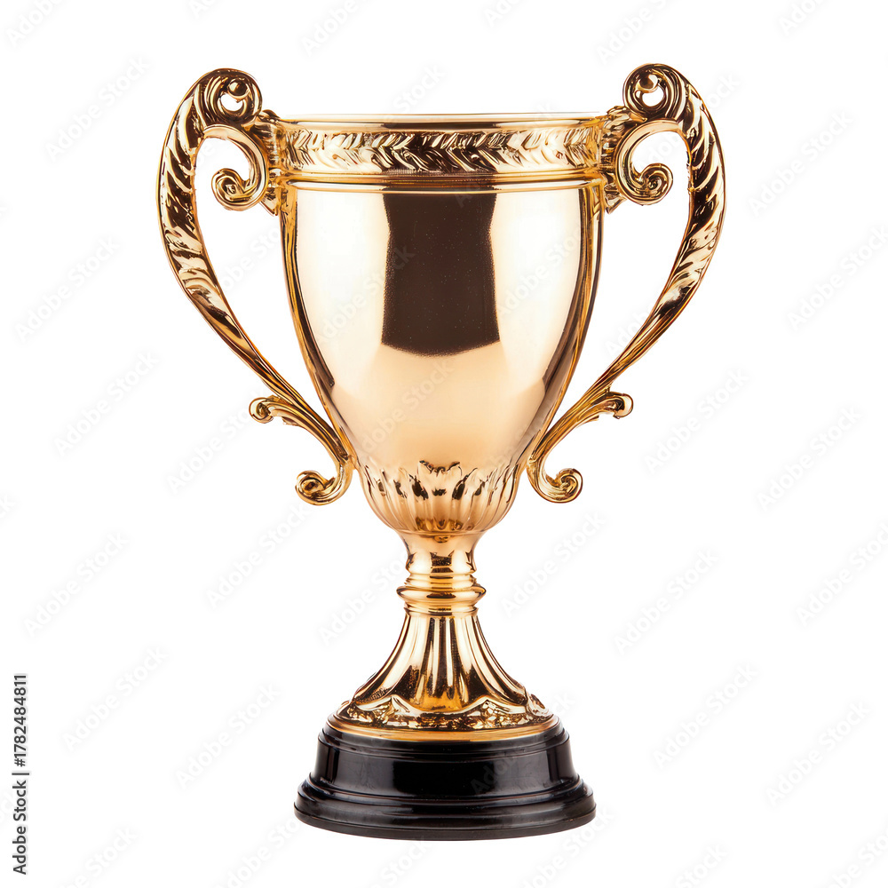 Fototapeta premium The trophy handles are designed for a firm, proud grip. full length isolate on transparent background