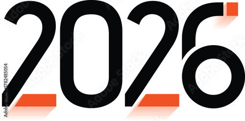 illustration of 2026 onwhite background, EDITABLE FILE