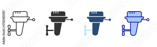Boat Engine Icon Set. Designed In Multi Style