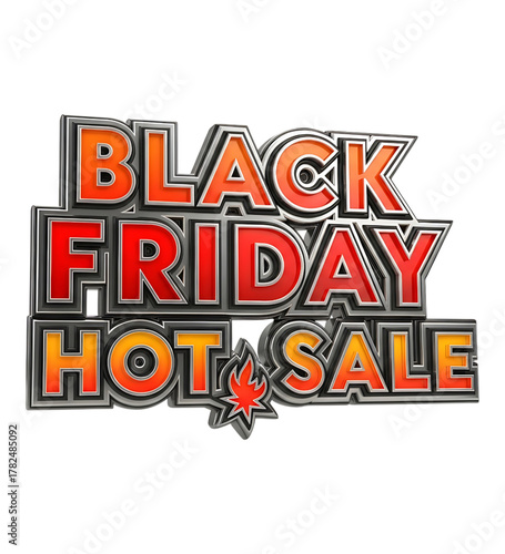 Transparent Black Friday Hot Sale 3 D Text With Fire Icon
