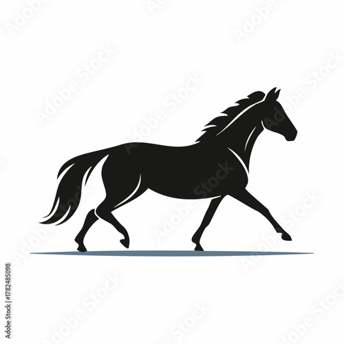 Black horse silhouette walking with transparent background