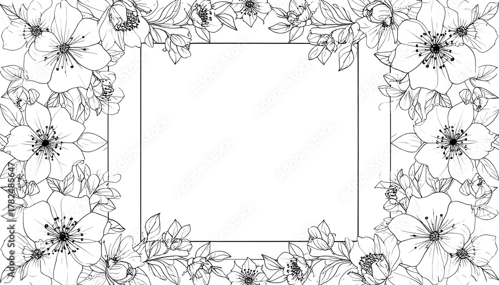 Fototapeta premium Elegant Floral Square Frame Design.