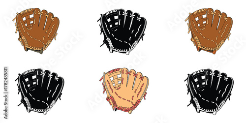 Baseball glove and ball logo vector set