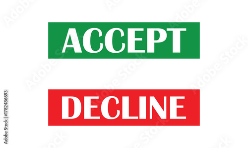 Accept, decline button isolated. res and green accept and decline buttons. vector illustration. EPS 10 .