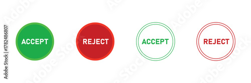 Accept, decline button isolated. res and green accept and decline buttons. vector illustration. EPS 10 .