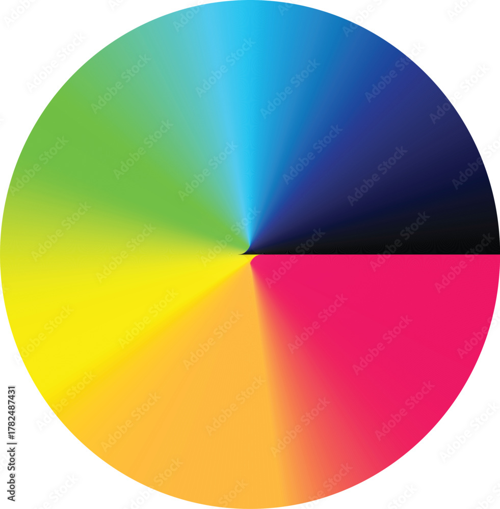 Fototapeta premium Colorful gradient circle divided into segments abstract vector illustration for graphic design isolated on white background