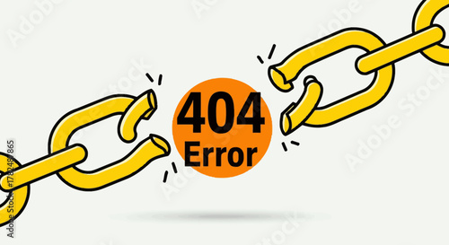 Broken Chain with 404 Error Symbol