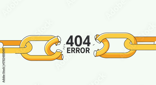 404 Error Page Not Found Broken Chain Link Illustration