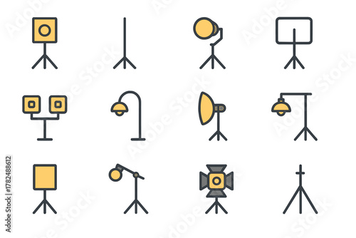 Lighting Equipment Icons Set