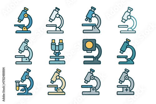 Microscope Icons Set