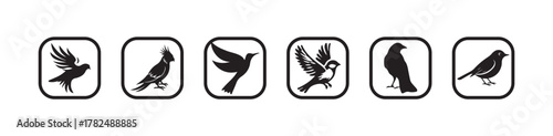Bird Logo Vector Set, Flying Bird Silhouette Icons  Flat Vector Collection, Bird Symbol Pack, vector illustration EPS 10.