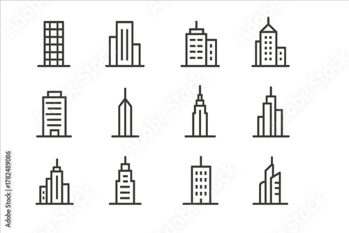 Skyscraper Line Drawings Grid