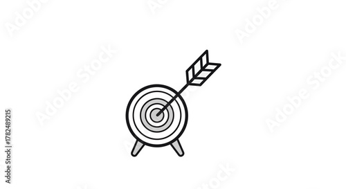 Conceptual archery target with arrow in the center for business planning precision