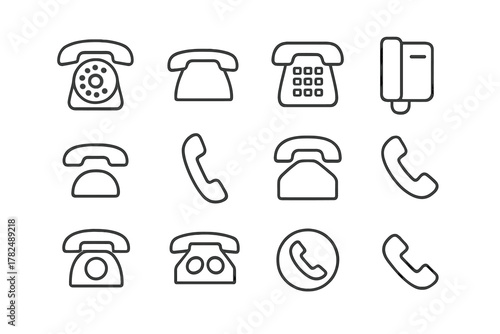 Telephone Line Icon Set