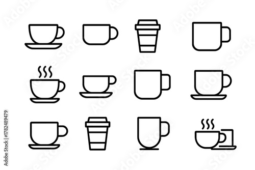 Wallpaper Mural coffee cup icon set in minimal line art style Torontodigital.ca