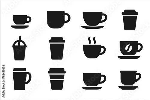 Coffee Cup Silhouette Icon Set
