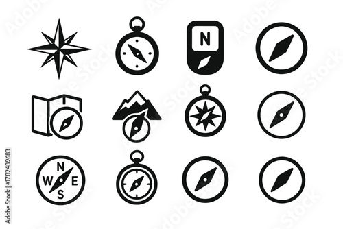 compass icons set for navigation