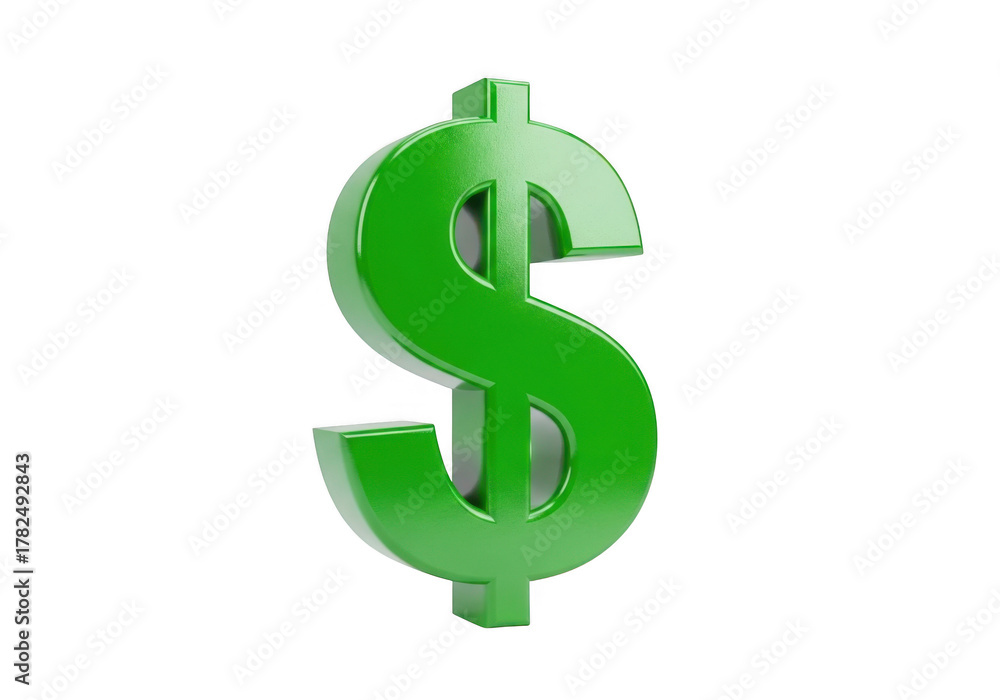 Fototapeta premium Green dollar sign symbol isolated on transparent background