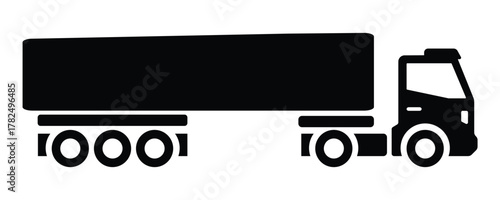 Tractor-trailer truck vector icon, shipping and logistics silhouette
