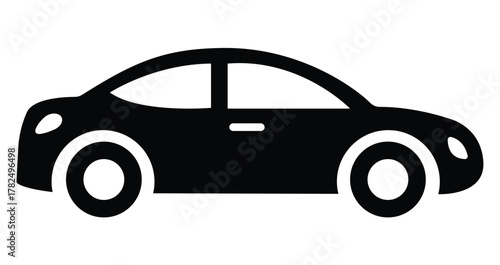 Car vector icon, side view sedan silhouette for automotive and transportation