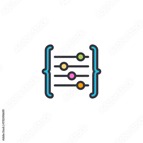 Horizontal lines representing data pipeline with nodes linking connection, showing data transfer, analytics workflow, integration process, or backend communication stream concept inside technology env