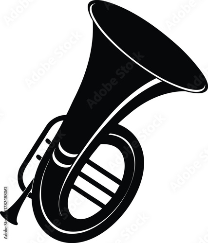 A coiled tuba silhouette illustration.