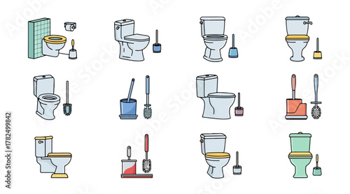 Toilet bowl illustrations set against a black background