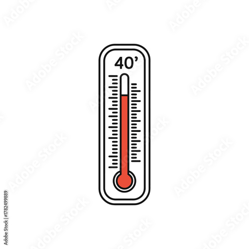 Thermometer showing 40 degrees celsius temperature