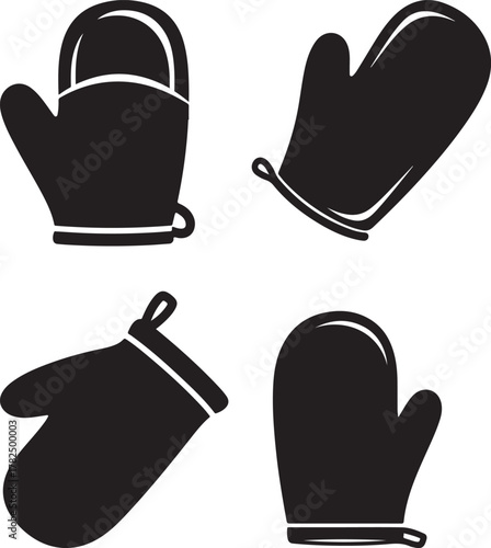 Oven Mitt Black Silhouette Kitchen Safety Icon

Simple Cookware and Baking Oven Glove Vector

Monochrome Kitchen Tool and Equipment Symbol
