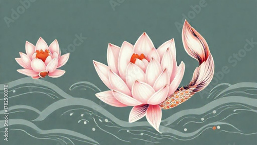 A beautiful pink water lily flower is blooming in a summer pond, a lovely sight in nature