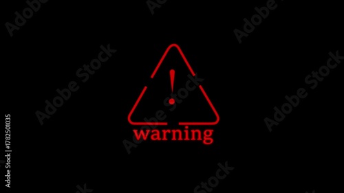 Warning horizontal all the video danger attention icon animation. Caution danger alert , risk , safety, video warning danger alert icon safety design on black background.