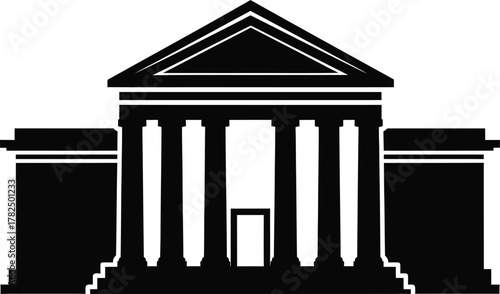 Classic greek roman style building with columns and pediment isolated on transparent background