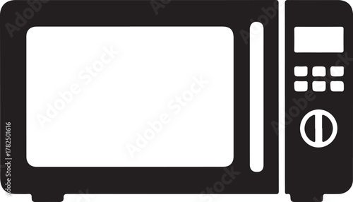 Modern Kitchen Appliance: Vector Line Art Icon of a Microwave Oven

Black and White Outline Illustration of an Electronic Countertop Oven

Convenience Cooking: Heating and Reheating Food with Microwav