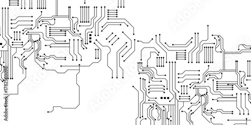 Abstract digital background with technology circuit board texture. Electronic motherboard illustration. Communication and engineering concept. Vector illustration. 