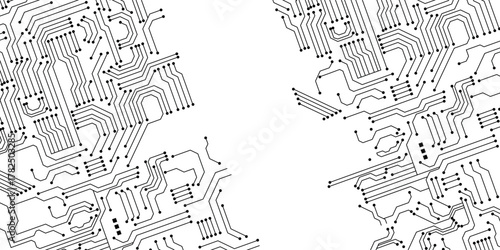 Creative white circuit wallpaper with copy space. Technology and computing concept. Circuit Board Technology Background Vector. 