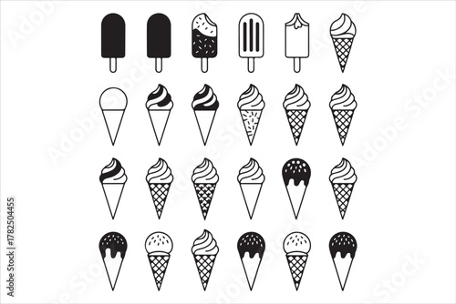 Ice Cream Dreams Silhouette Vector Illustration for Summer Dessert Concept