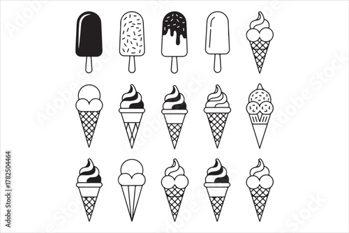Ice Cream Dreams Silhouette Vector Illustration for Summer Dessert Concept