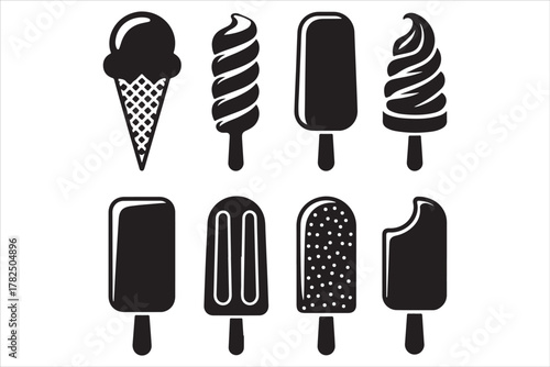 Ice Cream Dreams Silhouette Vector Illustration for Summer Dessert Concept
