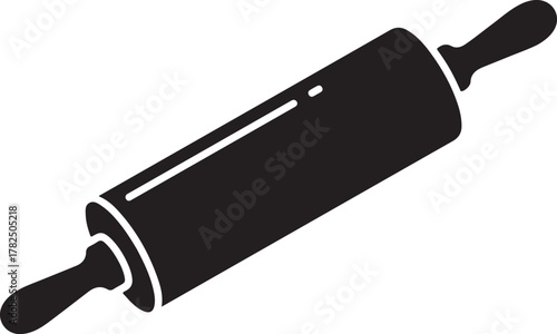 Baking Tool Icon: Black Silhouette of a Classic Rolling Pin

Pastry Equipment: Simple Vector Illustration of a Wooden Rolling Pin

Dough Preparation Graphic: Monochrome Kitchen Utensil for Baking