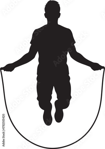 Man Jumping Rope Exercise Black Silhouette Vector

Cardio and Fitness Skipping Rope Workout Icon

Monochrome Athlete Doing Jump Rope Training Graphic